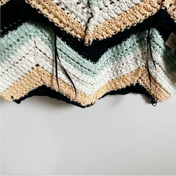 Free People Swim Up tank top blue green open knit sleeveless boho crochet - Picture 6 of 11